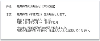 上限が近づいている対象者と管理者へのメール通知